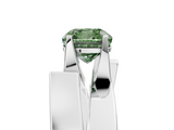 White gold Modern Tension Set Fancy Green Cushion  Solitaire Wide Band Ring_84