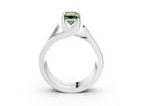 White gold Modern Tension Set Fancy Green Emerald  Solitaire Wide Band Ring_125