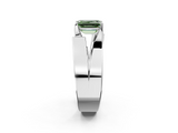 White gold Modern Tension Set Fancy Green Emerald  Solitaire Wide Band Ring_126