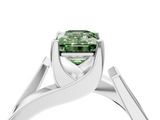 White gold Modern Tension Set Fancy Green Emerald  Solitaire Wide Band Ring_127