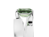 White gold Modern Tension Set Fancy Green Emerald  Solitaire Wide Band Ring_129