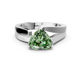 White gold Modern Tension Set Fancy Green Heart  Solitaire Wide Band Ring_17