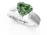 White gold Modern Tension Set Fancy Green Heart  Solitaire Wide Band Ring_18