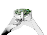 White gold Modern Tension Set Fancy Green Heart  Solitaire Wide Band Ring_26