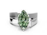 White gold Modern Tension Set Fancy Green Marquise  Solitaire Wide Band Ring_100