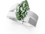 White gold Modern Tension Set Fancy Green Marquise  Solitaire Wide Band Ring_100