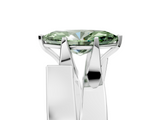 White gold Modern Tension Set Fancy Green Marquise  Solitaire Wide Band Ring_104