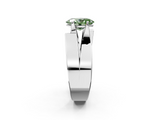 White gold Modern Tension Set Fancy Green Oval  Solitaire Wide Band Ring_81