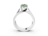 White gold Modern Tension Set Fancy Green Oval  Solitaire Wide Band Ring_82