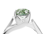 White gold Modern Tension Set Fancy Green Oval  Solitaire Wide Band Ring_83