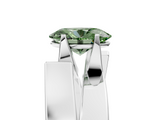 White gold Modern Tension Set Fancy Green Oval  Solitaire Wide Band Ring_84