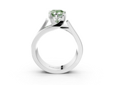 White gold Modern Tension Set Fancy Green Pear  Solitaire Wide Band Ring_94