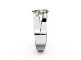 White gold Modern Tension Set Fancy Green Pear  Solitaire Wide Band Ring_95