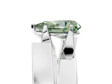 White gold Modern Tension Set Fancy Green Pear  Solitaire Wide Band Ring_96