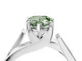 White gold Modern Tension Set Fancy Green Pear  Solitaire Wide Band Ring_97