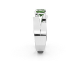 White gold Modern Tension Set Fancy Green Princess  Solitaire Wide Band Ring_19