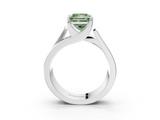 White gold Modern Tension Set Fancy Green Princess  Solitaire Wide Band Ring_20