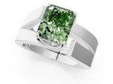 White gold Modern Tension Set Fancy Green Radiant  Solitaire Wide Band Ring_76