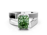 White gold Modern Tension Set Fancy Green Radiant  Solitaire Wide Band Ring_79