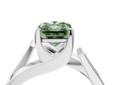 White gold Modern Tension Set Fancy Green Radiant  Solitaire Wide Band Ring_83