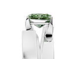 White gold Modern Tension Set Fancy Green Radiant  Solitaire Wide Band Ring_84
