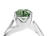 White gold Modern Tension Set Fancy Green Round  Solitaire Wide Band Ring_103
