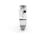 White gold Modern Tension Set Fancy Green Round  Solitaire Wide Band Ring_97