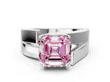 White gold Modern Tension Set Fancy Pink Asscher  Solitaire Wide Band Ring_68