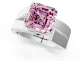 White gold Modern Tension Set Fancy Pink Asscher  Solitaire Wide Band Ring_74