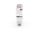White gold Modern Tension Set Fancy Pink Asscher  Solitaire Wide Band Ring_75