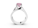 White gold Modern Tension Set Fancy Pink Cushion  Solitaire Wide Band Ring_82