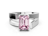 White gold Modern Tension Set Fancy Pink Emerald  Solitaire Wide Band Ring_112