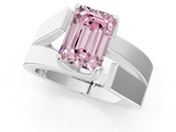 White gold Modern Tension Set Fancy Pink Emerald  Solitaire Wide Band Ring_113