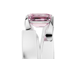 White gold Modern Tension Set Fancy Pink Emerald  Solitaire Wide Band Ring_117