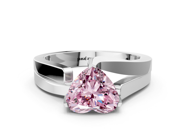 Platinum Modern Tension Set Fancy Pink Heart Cut Diamond Solitaire Wide Band Ring