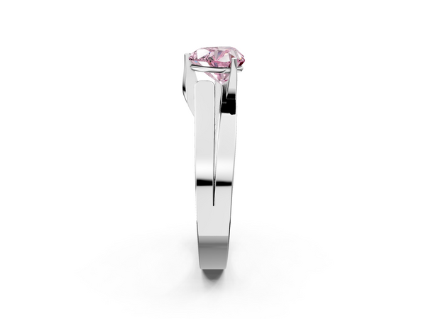 Platinum Modern Tension Set Fancy Pink Heart Cut Diamond Solitaire Wide Band Ring