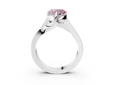 White gold Modern Tension Set Fancy Pink Heart  Solitaire Wide Band Ring_116