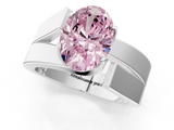 White gold Modern Tension Set Fancy Pink Oval  Solitaire Wide Band Ring_63