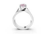 White gold Modern Tension Set Fancy Pink Oval  Solitaire Wide Band Ring_65