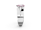 White gold Modern Tension Set Fancy Pink Pear  Solitaire Wide Band Ring_77