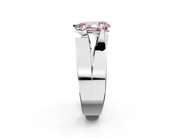 White gold Modern Tension Set Fancy Pink Pear Cut Diamond Solitaire Wide Band Ring