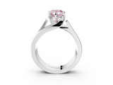 White gold Modern Tension Set Fancy Pink Pear  Solitaire Wide Band Ring_82