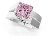 White gold Modern Tension Set Fancy Pink Princess  Solitaire Wide Band Ring_18