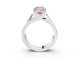 White gold Modern Tension Set Fancy Pink Princess  Solitaire Wide Band Ring_20