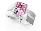 White gold Modern Tension Set Fancy Pink Radiant  Solitaire Wide Band Ring_79