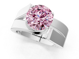 White gold Modern Tension Set Fancy Pink Round  Solitaire Wide Band Ring_19