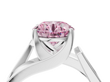 White gold Modern Tension Set Fancy Pink Round  Solitaire Wide Band Ring_20