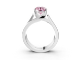 White gold Modern Tension Set Fancy Pink Round  Solitaire Wide Band Ring_21