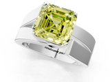White gold Modern Tension Set Fancy Yellow Asscher  Solitaire Wide Band Ring_70