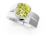 White gold Modern Tension Set Fancy Yellow Cushion  Solitaire Wide Band Ring_79